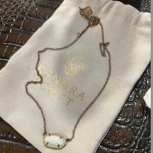 Elisa Gold Statement Short Pendant Necklace White Lab Grown Opal